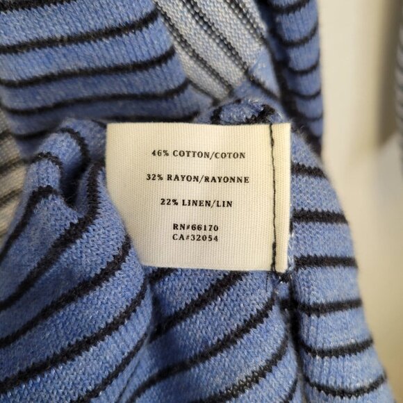 Anthropologie Sparrow Women's Medium Cardigan Sweater Open Blue Black Striped - Picture 6 of 6